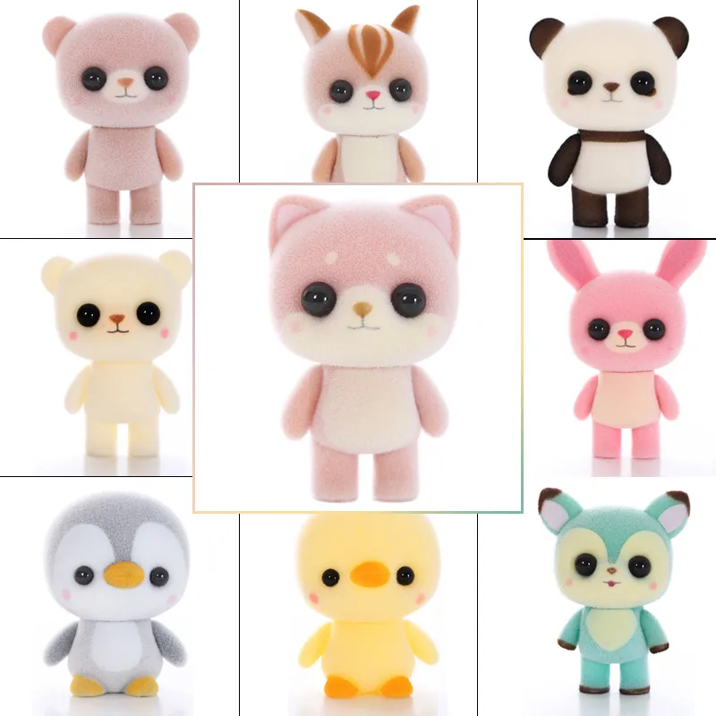 Cute Puppy Bear Duck Rabbit Kat Doll Figure  Flocking Toy kids toys for girls gift