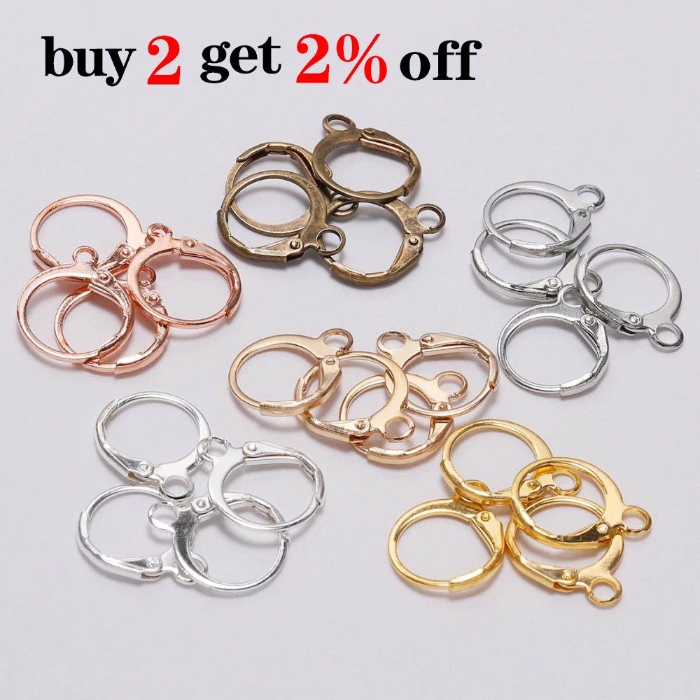 20pcs/lot 14*12mm  Gold Bronze French Lever Earring Hooks Wire Settings Base Hoops Earrings For DIY Jewelry Making Supplie