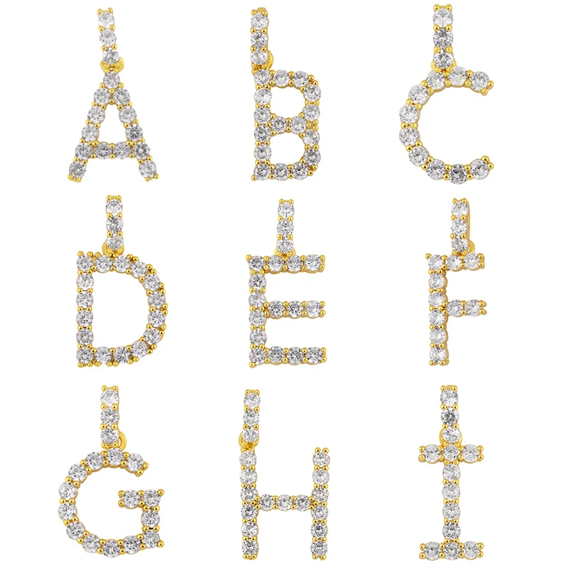 OCESRIO Gold Plated 26 Crystal Zircon Big Letter Pendant Decoration DIY Charm Zirconium Gothic Jewelry Making Supplies pdta005