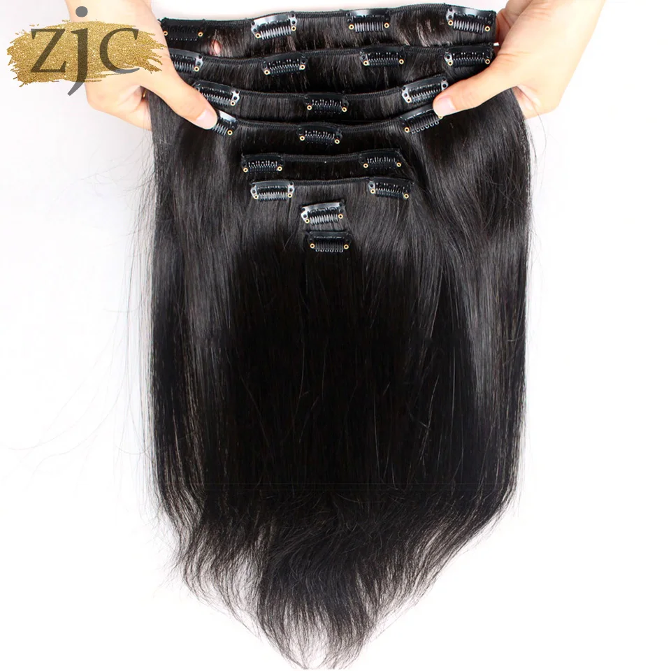 Silky Straight Clip in Human Hair Extensions 10Pcs set Remy Brazilian Clip In Straight hair Extensions 120g