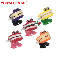 1/2/3/4/5pcs Mini Novelty Clockwork Toy Fun Christmas Halloween Wind Up Toys For Kids Plastic Jumping Teeth Dental Dentist Gifts