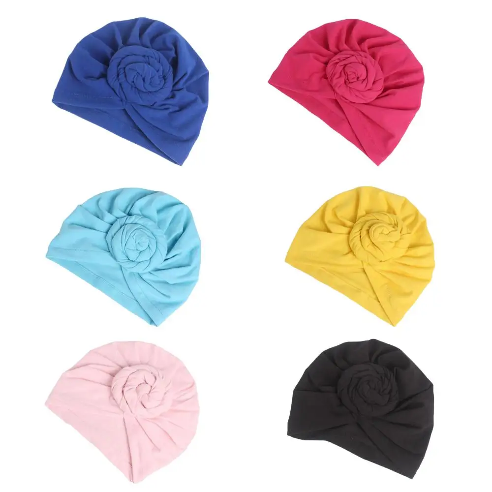 India Hat Muslim Knot Bonnet Pleated Beanies Skullies For Women Islamic Arab Chemo Cancer Hat Solid Elastic Hair Loss Head Wrap