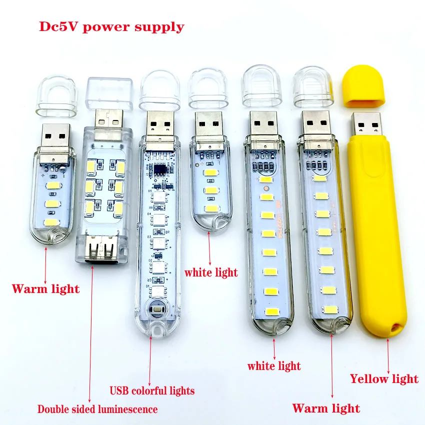 Portátil USB LED Desk Lamp, luz branca, lâmpada de leitura, SMD, resposta de emergência, DC 5V Power, branco quente, luz noturna