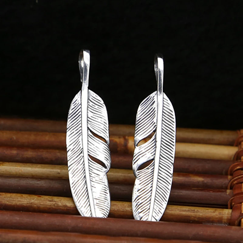 Indian Style 925 Sterling Silver Feathers Jewelry Charms Pendant Takahashi Goro Men and Women Fine Accessories GOP041