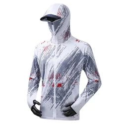 Pesca profissional Hoodie com máscara, protetor solar Anti-UV, roupas de proteção solar, respirável Quick Dry Shirt