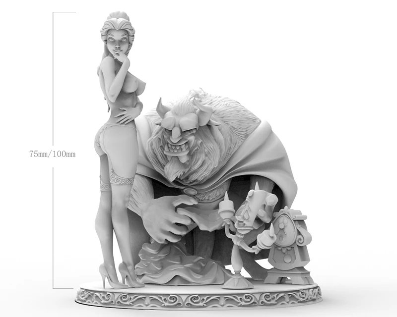 

1/24 75mm /1/18 100mm Resin Model Kits Beauty Lovely Girl Beast Figure Unpainted No Color RW-182