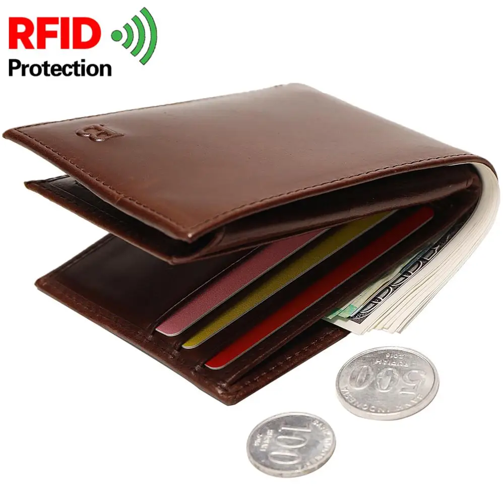 

Cow Leather Wallet 2023 Fashion New Rfid Wallets for Men with Bill Money Bag Dollar Card Holder Purses Men Mini Slim Purse Male