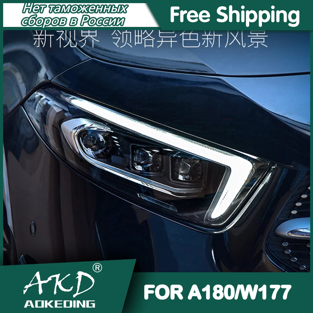 For Benz W177 A180 Headlights 2019-2020 DRL Day Running Light LED Bi Xenon Bulb Fog Lights Car Accessory A200 A220 Head Lamp