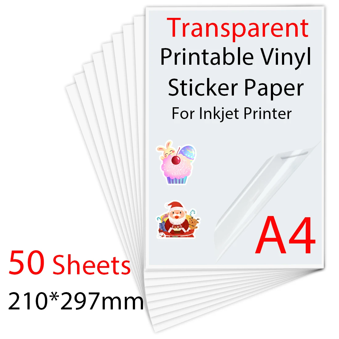 10/30/50/100 Vellen A4 Transparant Afdrukbaar Vinyl Sticker Papier Waterdicht Zelfklevend papier voor Voor Inkjet Printer DIY Label