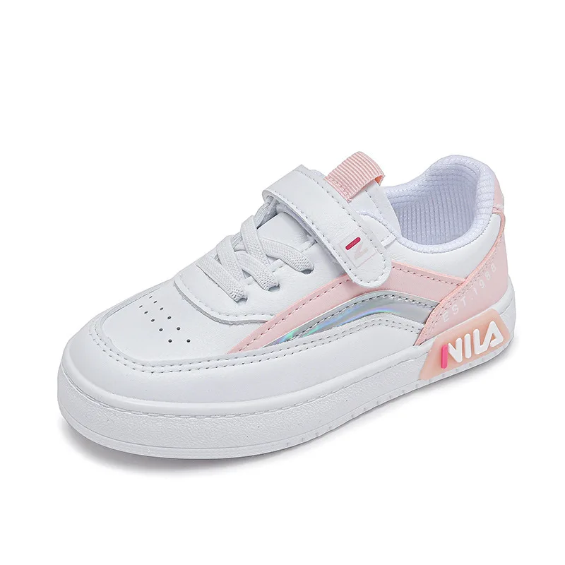 

Spring Children White Shoes Fashion PU Leather Kids Sneakers Breathable Non-slip Casual Size 25-37