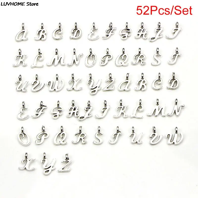 52pcs Making A-Z Initial Charms 26 English Alphabet Letter DIY Necklace Bracelet Jewelry Charm Pendants For Women Man