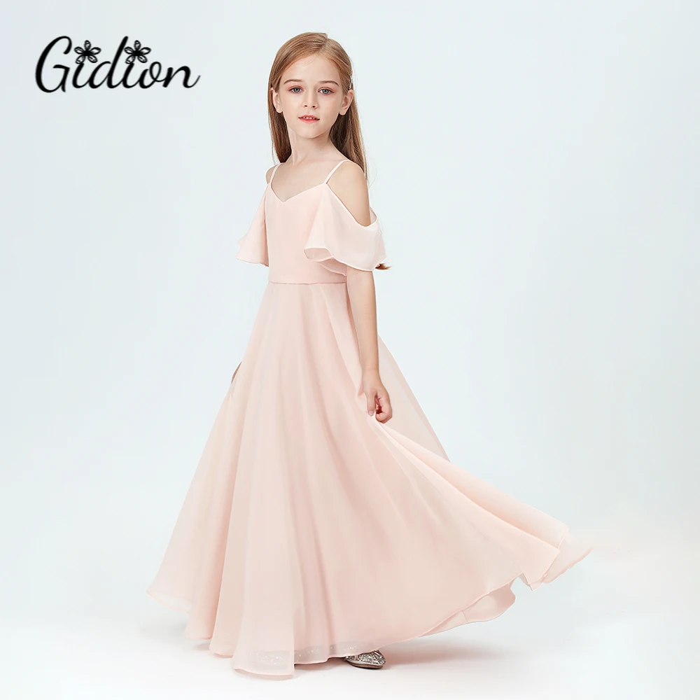 Boho Floor-Length Chiffon For Kids Birthday Evening Party Wedding Ceremony Pageant Ball Event Banquet  Junior Bridesmaid Dress