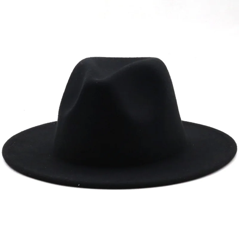 Boné Fedoras clássico monocromático estilo britânico para meninos e meninas, aba larga grande, chapéu panamá para crianças, grande, preto, novo,