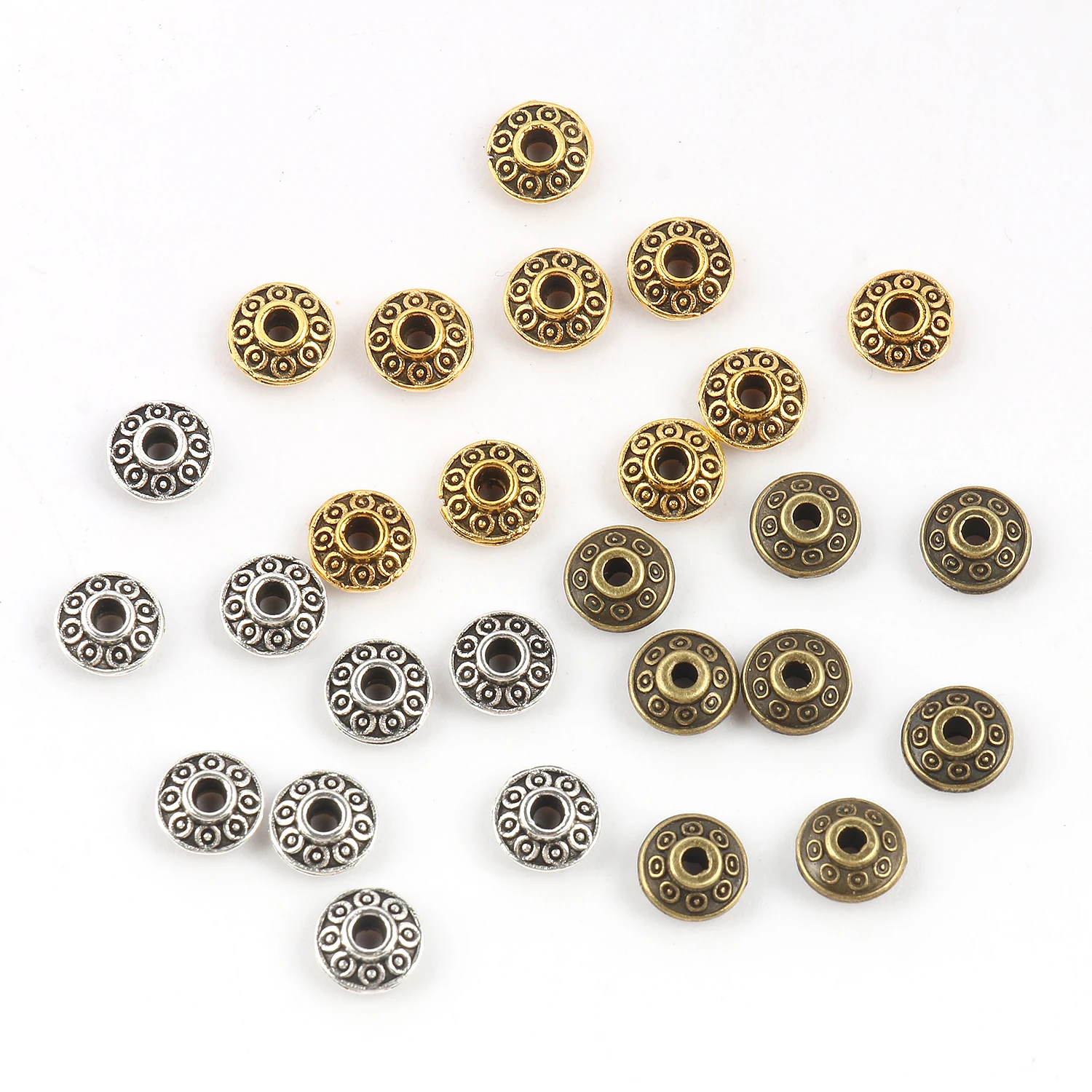 Gold SIlver Color Rhinestone Rondelles Loose Spacer Metal Crystal  Beads Beads for Jewelry Making DIY Charm Bracelet Accessories