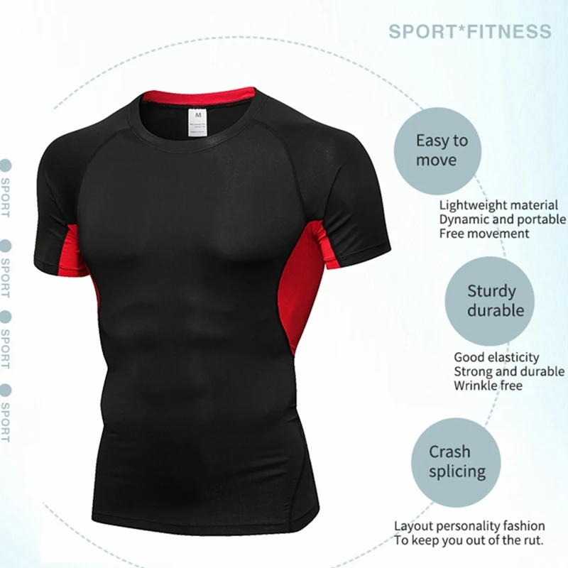 Mens Trainning T-shirts Quick Dry Men Sport T Shirts Workout Gym Training Shirt Fitness Tops Running Sportswear