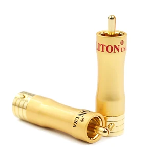 4pcs LITON copper plated gold-plated solderless RCA plug connector banana terminal plug 8mm terminal post made in USA