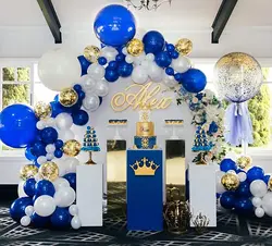 Juego de guirnalda de globos de confeti azul blanco, decoración de fondo para fiesta de cumpleaños, Baby Shower, boda, graduación, niño, 18, 10, 5 pulgadas