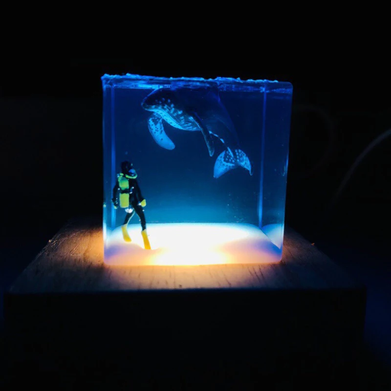 C2-Veilleuse Requin Plongeur 3D LED, Lampe de Table, Décoration de Chambre, oral et pour la Maison et le Bureau, Cadeau pour Enfants, Nouveauté