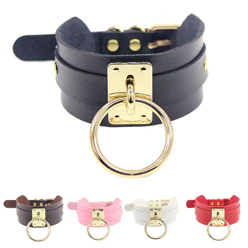Women Lady Girl Man Goth Sexy PU Leather 1 Ring Bondage Slave Collar Neck Sexy Kawaii Fetish BDSM O Ring Choker image 6