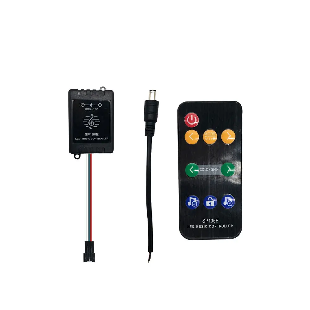 DC5-12V sp106e 9 teclas de música led controlador sem fio rf remoto para o indivíduo endereçável ws2812b sk6812 5050 rgb pixels tira
