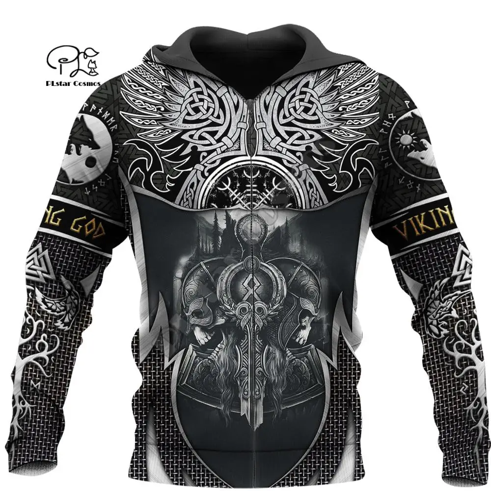 PLstar Cosmos Valhalla God Odin Warrior Tattoo Vintage NewFashion Tracksuit 3DPrint Harajuku Pullover Casual Jacket Hoodies X18