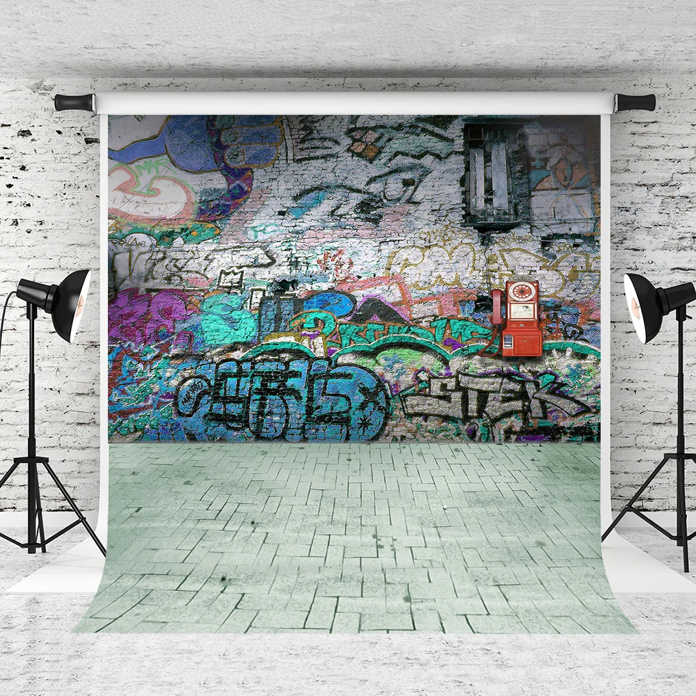 

VinylBDS Photo Backdrops Graffiti Brick Wall Background Abstract Texture Backdrops Children Photography Background for Studio