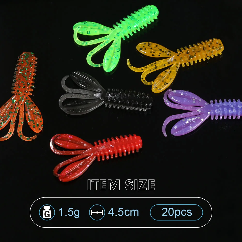 Softbait Wobblers Fishing Worm 4.5cm 1.5g 20pcs/jar Soft Silicon Shrimp Lure Jig Wobbler Bass Bait Fishing Artificial