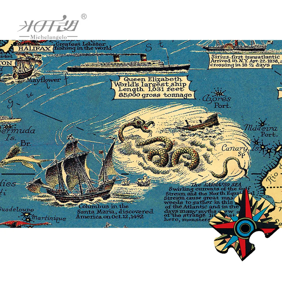 Michelangelo Wooden Jigsaw Puzzle 1000 1500 2000 Piece World Map Cultural Custom Kid Educational Toy Collectibles Painting Decor