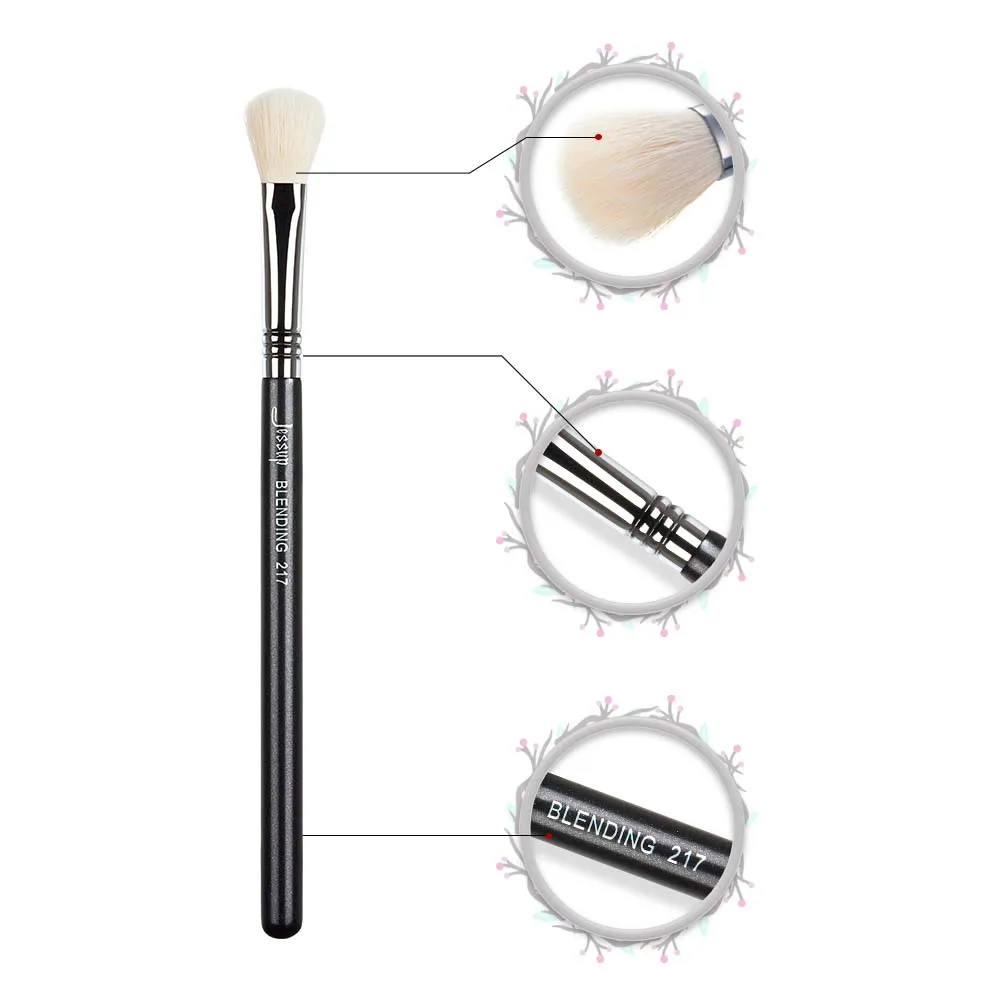 Jessup Blending Single Makeup Brush Eye 1pcs High Quality Synthetic Hair Black-Silver Cosmetic Tool Wholesale 217