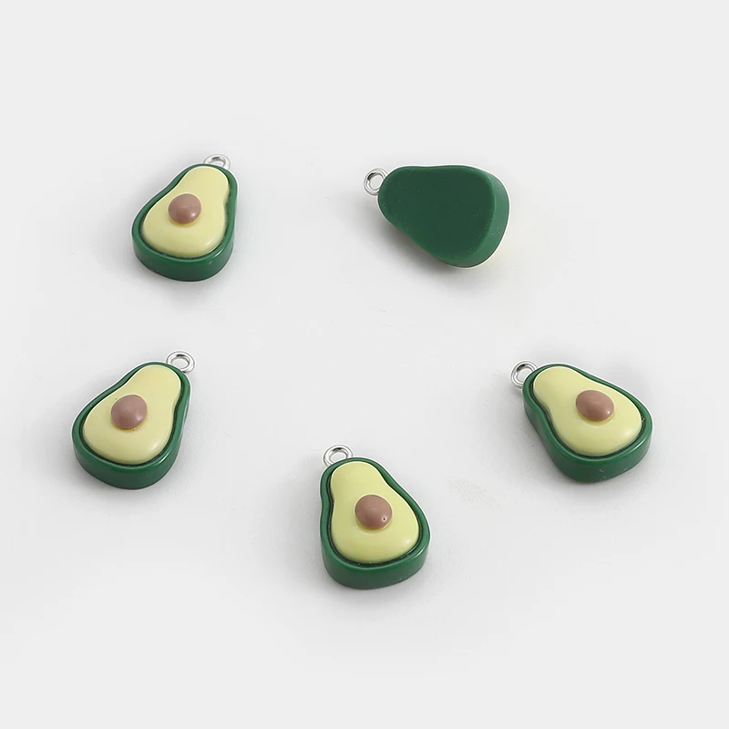 10Pcs Resin Avocado Charms Fruit Pendants For DIY Earrings Keychain Jewelry Making Accessories Gift