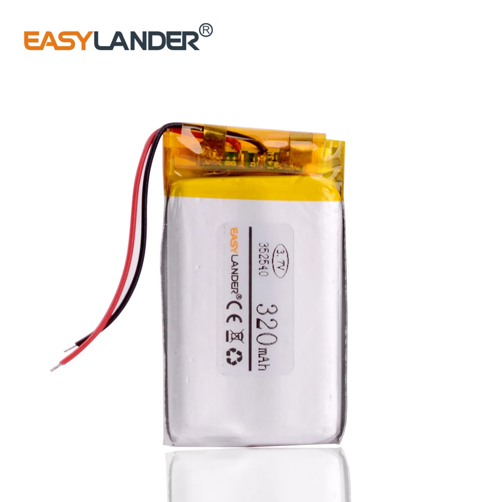 10pcs/Lot 352540 3.7V 320mAh Rechargeable Lithium Li-ion Polymer Battery for GPS Bluetooth Headse MP3