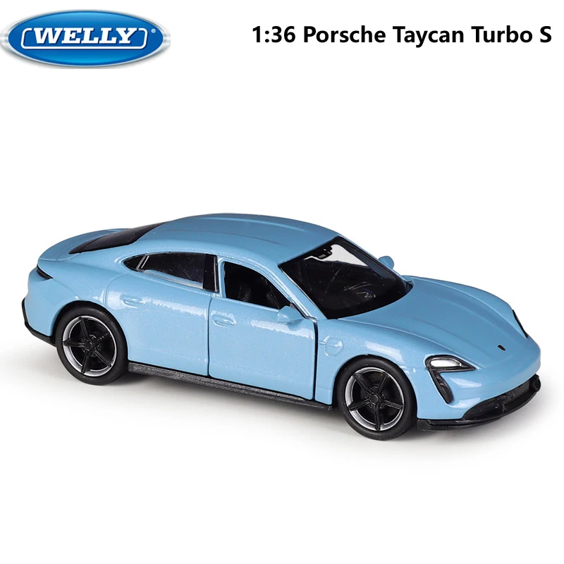 

Porsche Taycan Turbo S WELLY Diecast 1:36 Car Metal Similation Toy Vehicle Model Pull Back Car Alloy Toy Car For Kids Boys Gifts