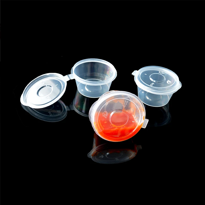 50Pcs 4OZ Plastic Disposable One-Piece Sauce Cup With Lid Takeaway Container Box Kitchen DIY Accessories Can Be Reused