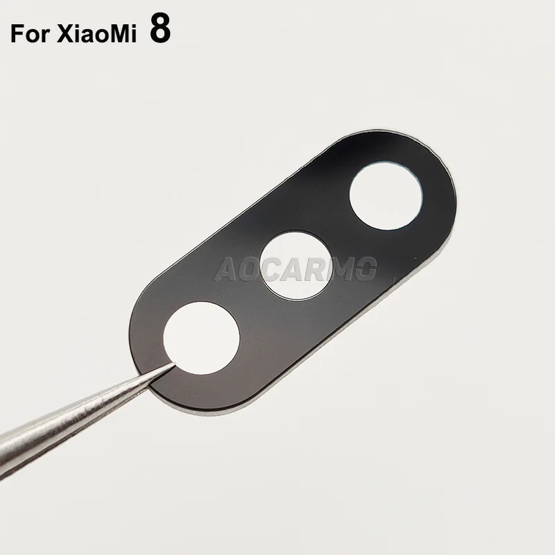 Aocarmo For XiaoMi 8 mi 8 Rear Back Camera Lens Glass With Adhesive And Lens Frame Cover With Sticker