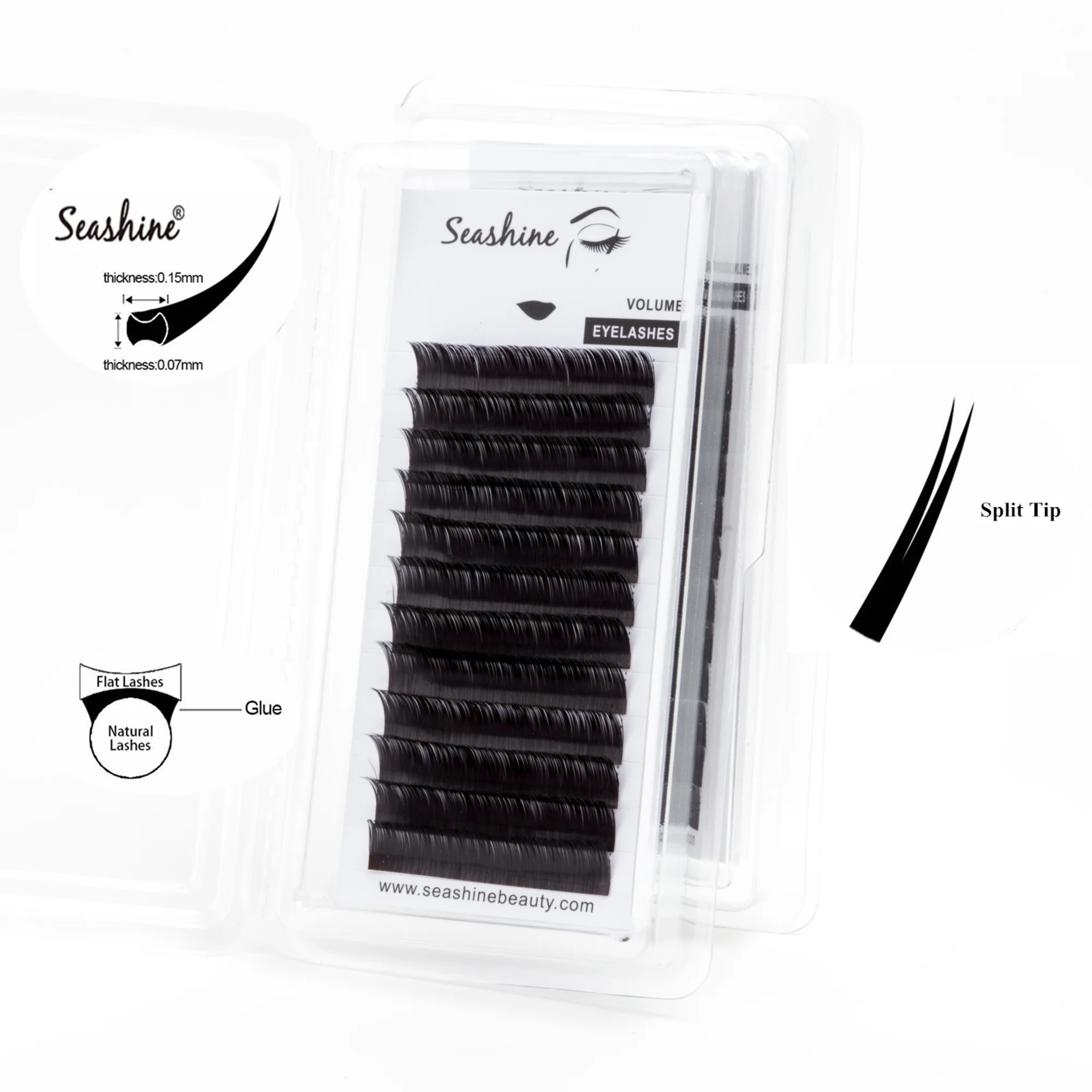 

Seashine Ellipse Flat Lashes Soft Split-tips Eyelash Extension Back to School Individual Eyelashes Makeup Beauty