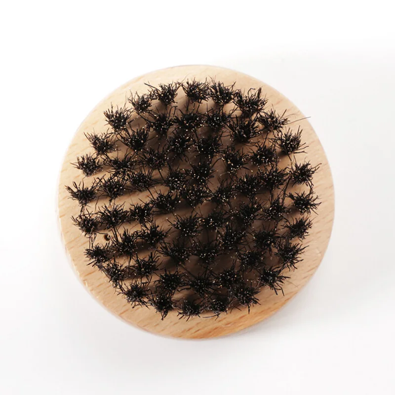 Brosse à barbe pour hommes, poils de sanglier, manche rond en bois dur, ensemble de moustache, massage du visage, beauté