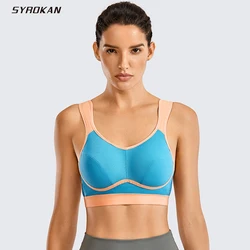 SYROKAN controllo del rimbalzo traspirante da donna supporto ad alto impatto allenamento senza fili imbottitura Plus Size reggiseno sportivo