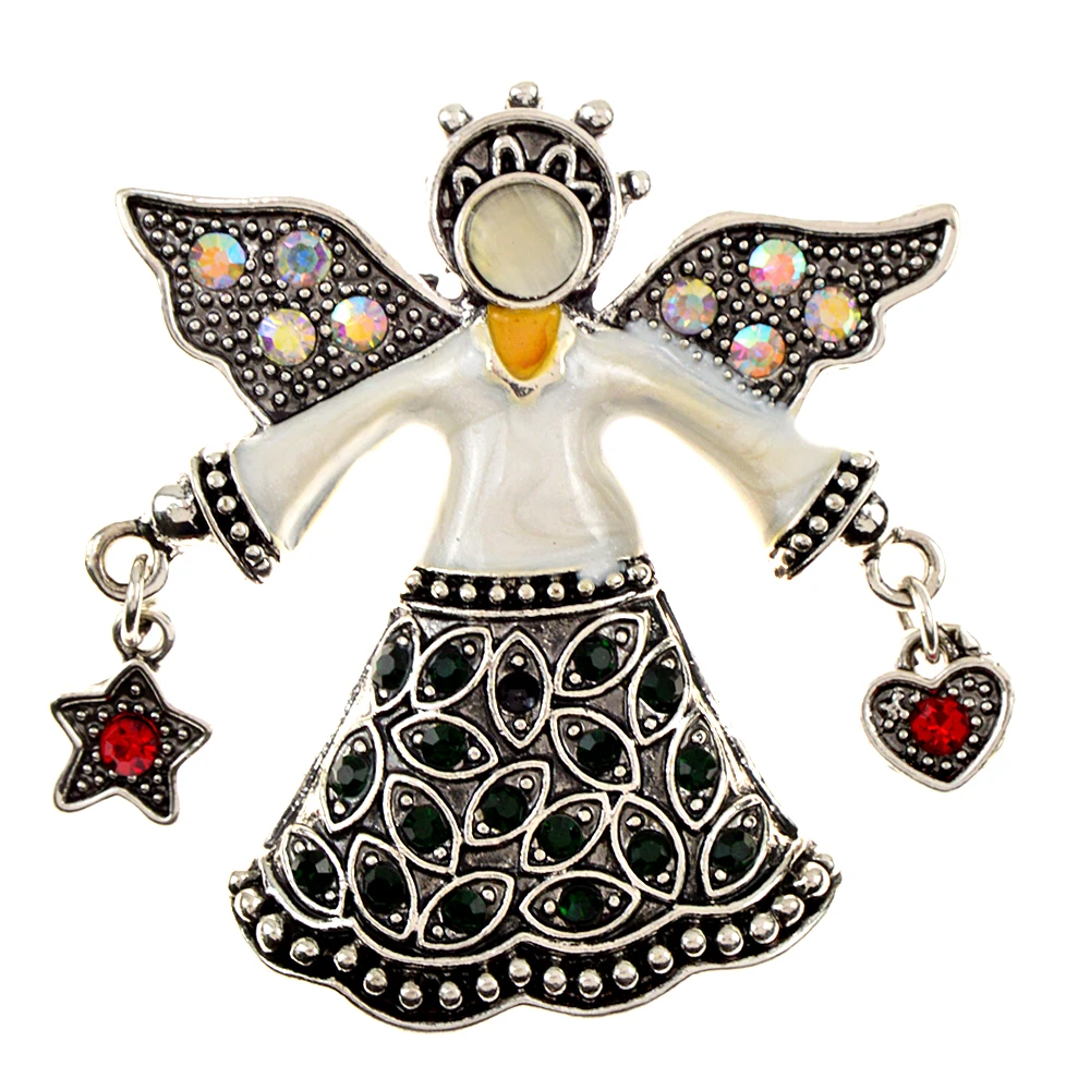 CINDY XIANG Rhinestone Vintage Angel Brooch Enamel Opal Jewelry Retro Style Women And Men Pin High Quality New 2021