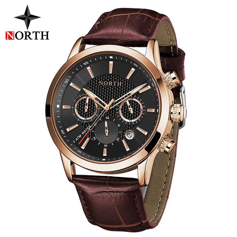 NORTH Men Watch Top Brand Luxury Fashion Casual Sport Waterproof Quartz Date Clock Male Military Wrist Watch Relogio Masculino