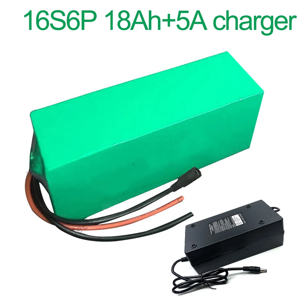 

With 5A charger 60V 18Ah 16S6P 18650 Li-ion Battery electric two Three wheeled motorcycle bicycle ebike 310*115*70mm