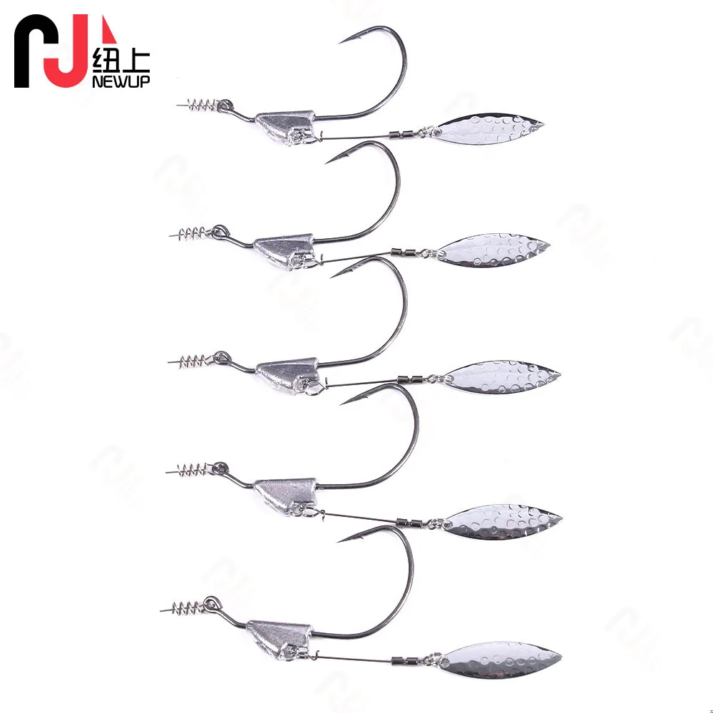 NEW UP 5PCS/lot Texas Rigs Jig Head Fishing Hook Metal 3.5g 5g 7g with Spoon Sequins Fishing Tackle Hooks for Texas Rigs