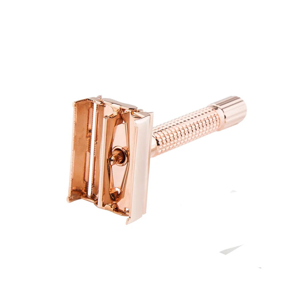 Men's Classic Manual Short Handle Razor Double-sided Razors Rose Gold Travel Portable Razor #9306G