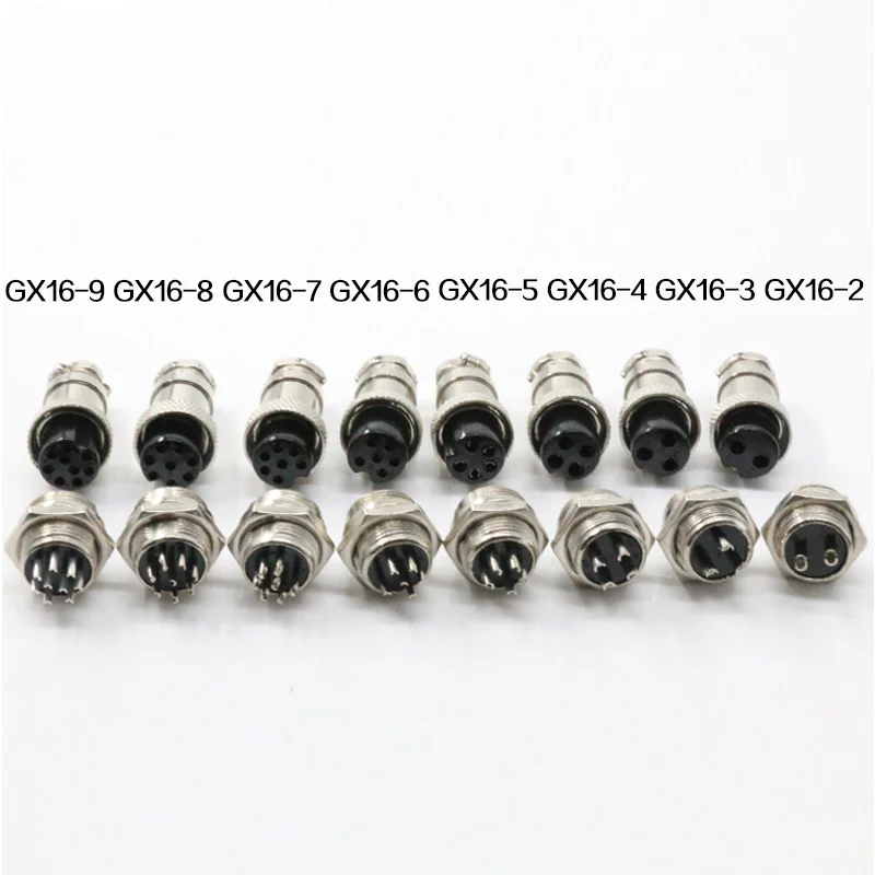 14pcs/box 2 3 4 5 6 7 8 Pin 16mm Thread Male Female Panel Metal Aviation Wire Wire Connector Plug Assortment Kit