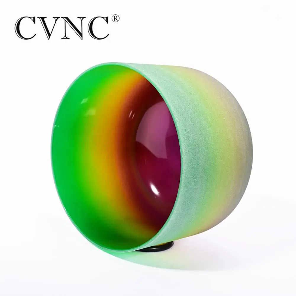 

CVNC 8 Inch F Note Green Rainbow Chakra Quartz Crystal Singing Bowl Heart Chakra 440/432Hz for sound healing with Free Mallet