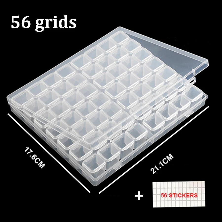 64/56/28 Transparent Storage Box Practical Plastic Case Diamond Painting Accessories Bead Jewelry Storage Box Organizer Tools