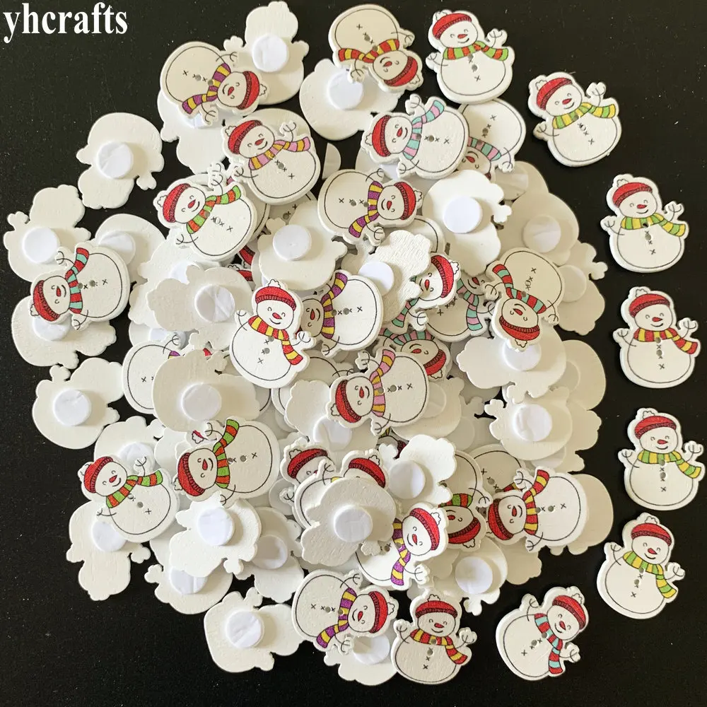 50PCS/LOT,Christmas snowman wood button,snowman button.Kids room decoration.DIY craft material,Scrapbooking kit Lacing beading