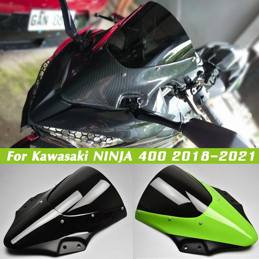 

Motorcycle Windshield WindScreen Double Bubble Wind Deflector For Kawasaki Ninja 400 R 2018 2019 2020 2021 NINJA400 Accessories