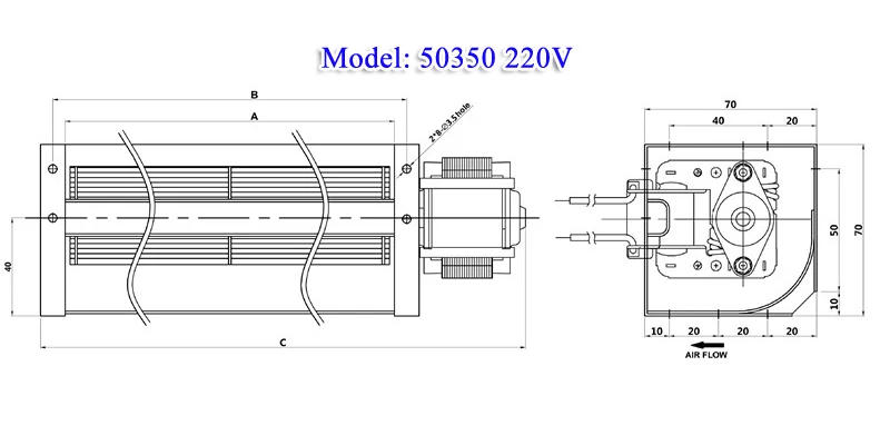 50350 50420 220V 50 series plus large air volume Cooling cross flow fan air blower