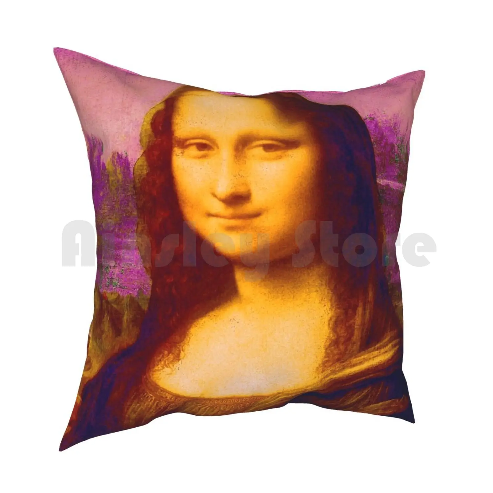 Mona Lisa In Pink Da Vinci Renaissance Art Pillow Case Printed Home Soft DIY Pillow cover Leonardo Da Vinci Renaissance