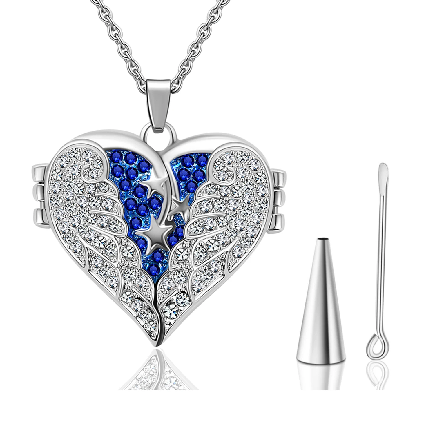 A Piece Of My Heart Lives In Heaven Crystal Inlay Cremation Jewelry For Ashes Keepsake Memorial Pendant Urn Necklace Dropshiping